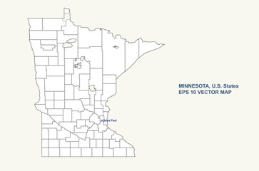 minnesota map. vector map of minnesota, U.S. States.