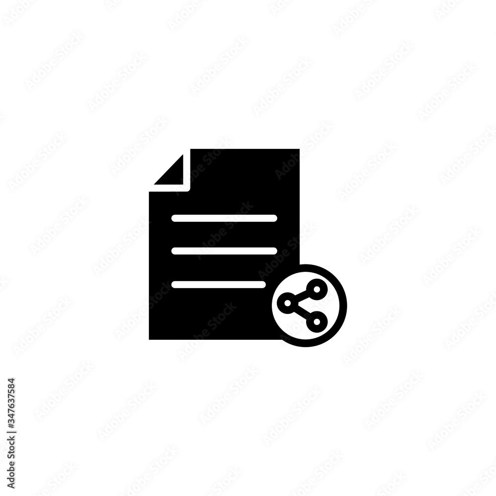 Sticker Document file page share sharing social media icon in outline style on white background, Vector icon