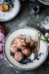 ricotta doughnuts with lavender..selective focus.