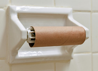 Bare cardboard toilet paper roll - one of the collateral impacts of the COVID-19 coronavirus...