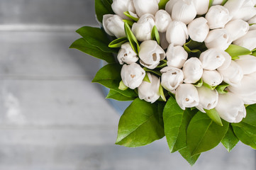 Bouquet of flowers. White tulips.