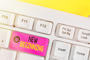 Text sign showing New Beginning. Business photo showcasing Different Career or endeavor Starting...
