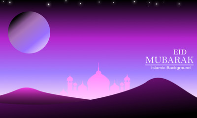 Obraz premium vector illustration of a night landscape with mountains