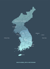 Fototapeta premium south korea vector map. korean peninsula map.