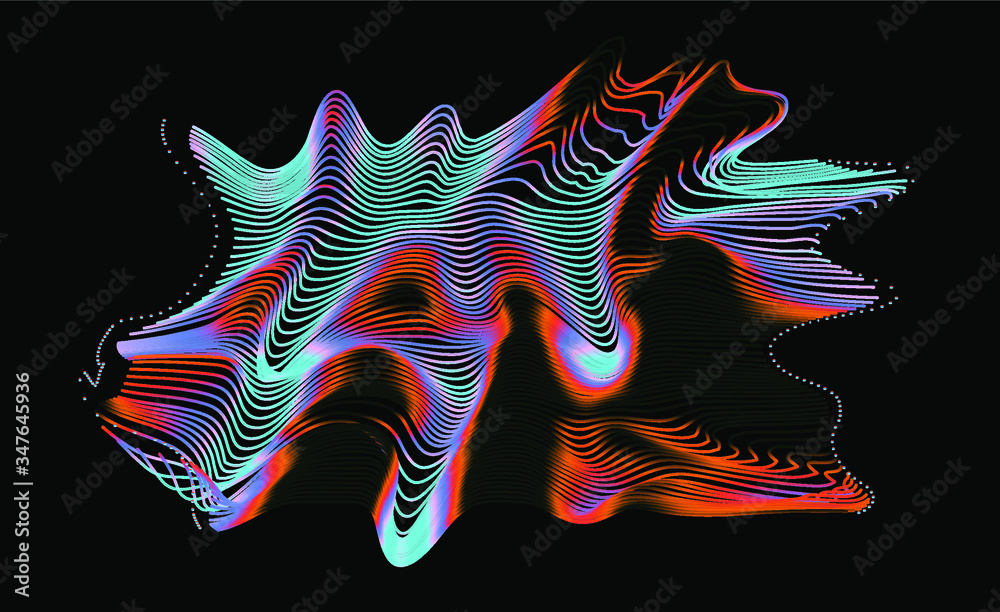 Aufkleber Illuminated holographic glitched texture made by generative algorithm. 