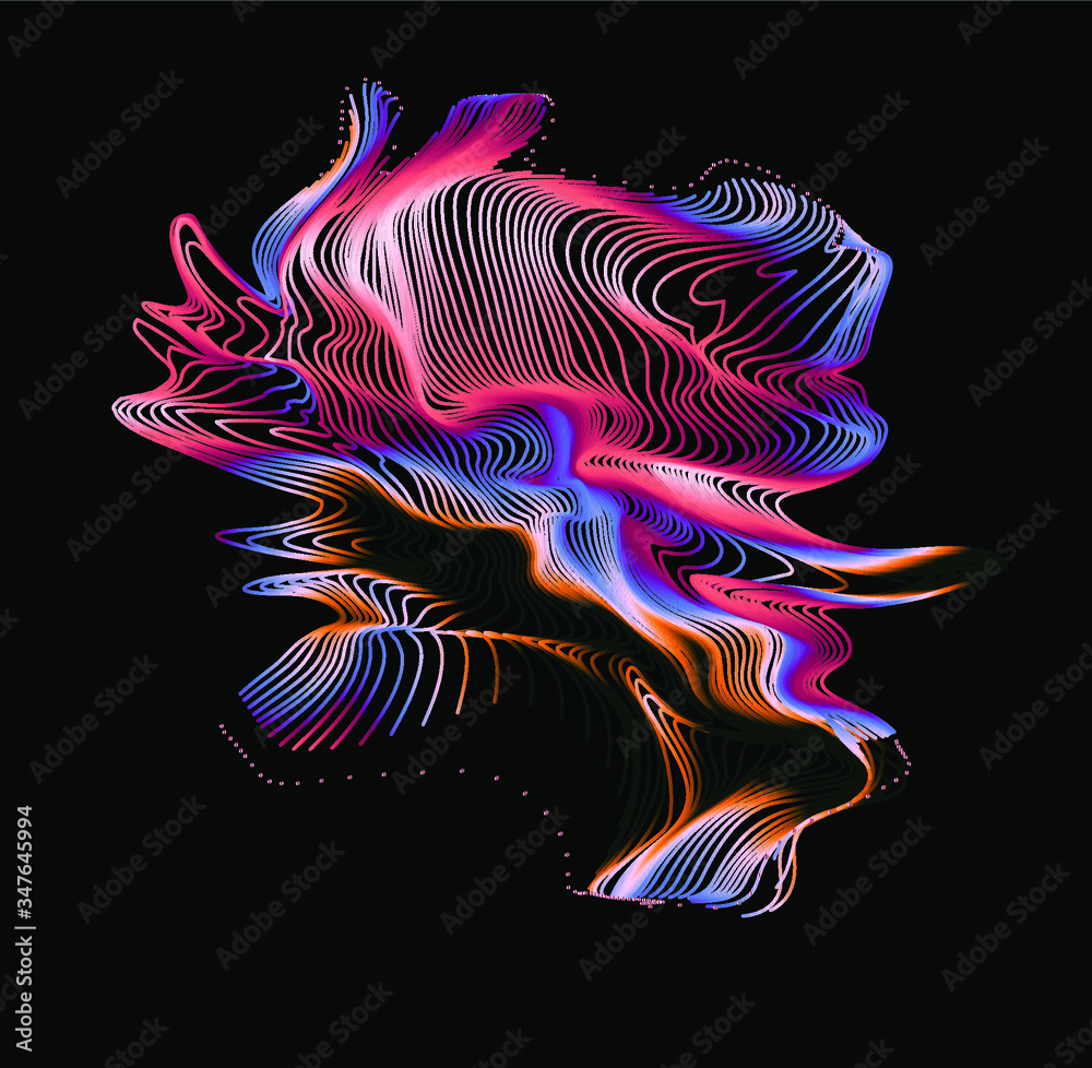 Poster Illuminated holographic glitched texture made by generative algorithm. 
