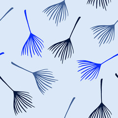 Trendy Tropical Vector Seamless Pattern. Feather Dandelion Banana Leaves Monstera Tropical Seamless Pattern. 