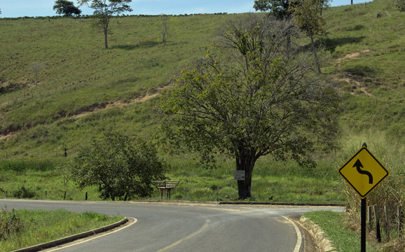 Road in the countryside. Vila Pavao, State of Espirito Santo, Brazil, May 6th, 2020