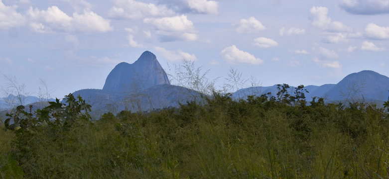 Landscape with mountains. Vila Pavao, State of Espirito Santo, Brazil, May 6th, 2020