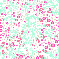 Abstract flowers seamless pattern. Colorful vector background - 347648916