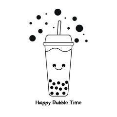 bubble milk tea big cup on white background. icons, vector, illustration