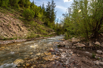 the old mill named Sinan degirmeni and old wooden grain houses near the river in Caglarca, Antalya