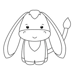 coloring book page for kids. vector editable line art. cute cartoon image of simple little donkey - 347653128