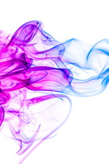 Colored smoke on white background