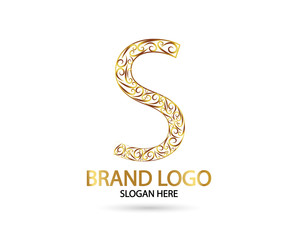 Letter S Linked Monogram in gold Logotype. Vector logo