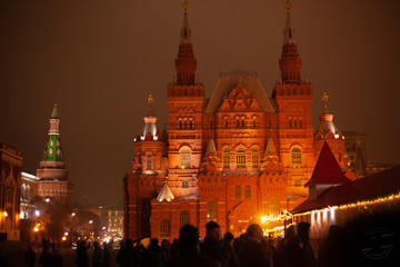 night view of moscow kremlin