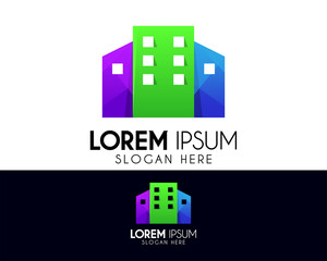 City vector logo design template. Creative building construction icon. Modern logo for company identity. Colorful symbol element