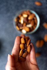 healthy eating hand nuts, 