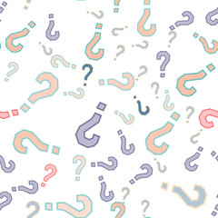 Quiz seamless pattern. Question marks, doubt, faq