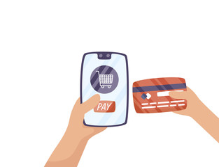 smartphone with shopping cart and credit card
