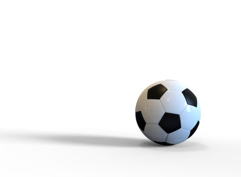 3D rendering ofClassic soccer ball, typical black and white pattern, isolated on white background. Traditional soccer ball symbol.