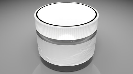 Short Blank Glass Jar 3D Rendering