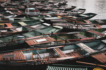 Traditional rowing boat in Vietnam
