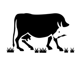 bufallo in a field negative space vector illustration