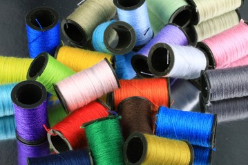 Assortment of thread spools