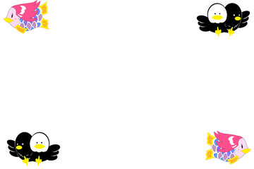 アマビエと予言の鳥の二大疫病対策妖怪のフレーム