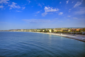 Naklejka na ściany i meble The Promenade des Anglais on the Mediterranean Sea at Nice, France along the French Riviera.
