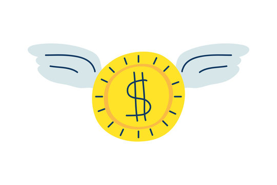 Coin Money Dollar With Wings Flying