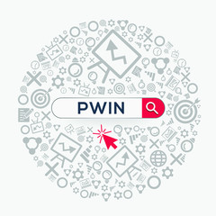 Fototapeta premium Pwin mean (percent win or percentage) Word written in search bar ,Vector illustration.