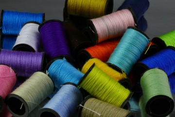 Close-up of thread at a textile factory