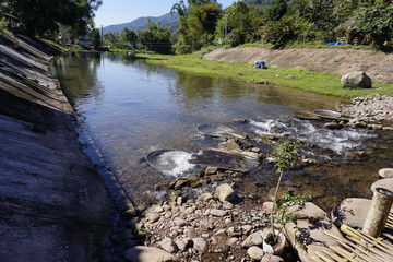 Thailand village, Far north Thailand, nan province, thai, country town, village, cow, buffalo statue, beast, straw basket, basket, river, salt mine, salt factory, ancient salt water catcher, River