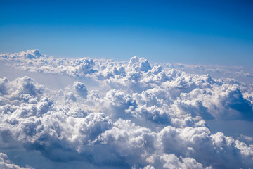 Wonderful clouds as observed from aircraft. aerial view
