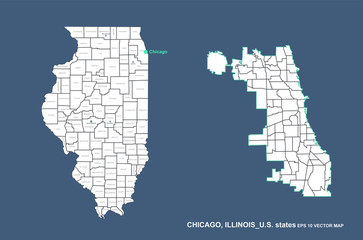 illinois map. illinois vector map of u.s. states.