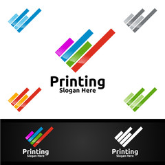 Digital Printing Company Vector Logo Design for Media, Retail, Advertising, Newspaper or Book Concept