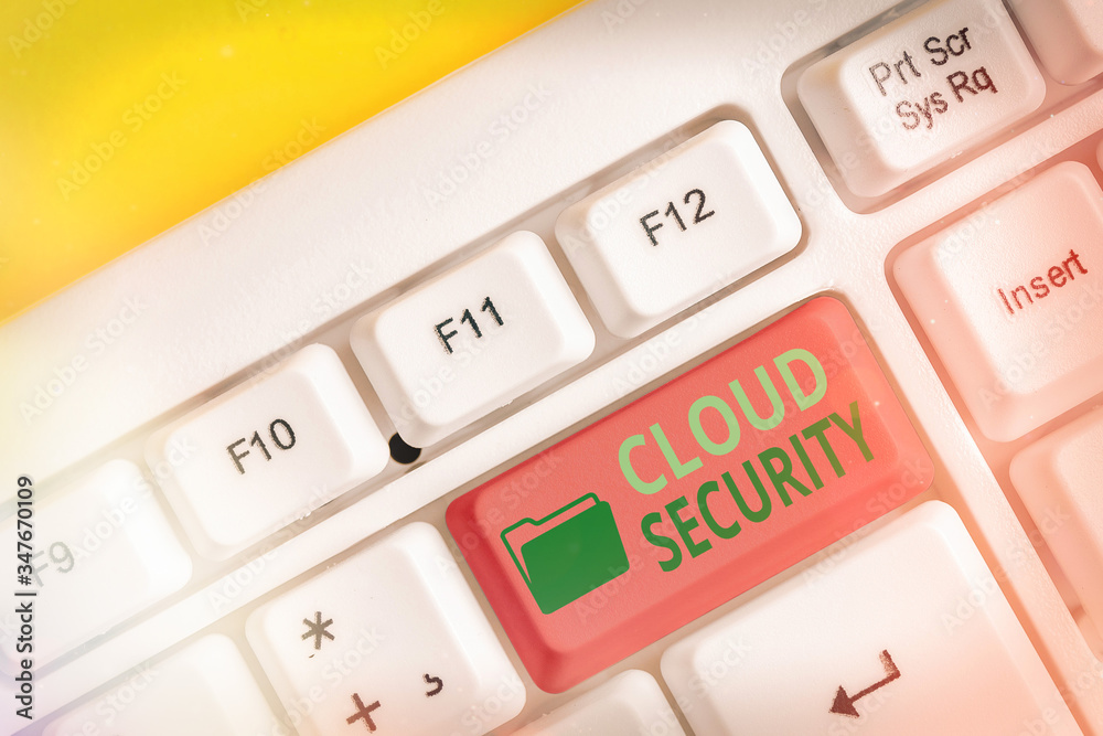 Poster writing note showing cloud security. business concept for protect the stored information safe contro