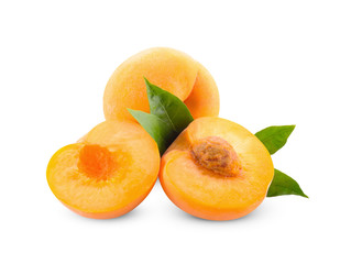Yellow peaches isolated on a white background.