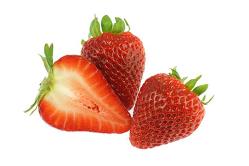 fresh strawberries isolated on white background