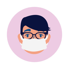 young man using face mask for covid19