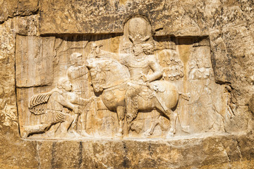 Wonderful bas-relief at ancient necropolis Naqsh-e Rustam, Iran