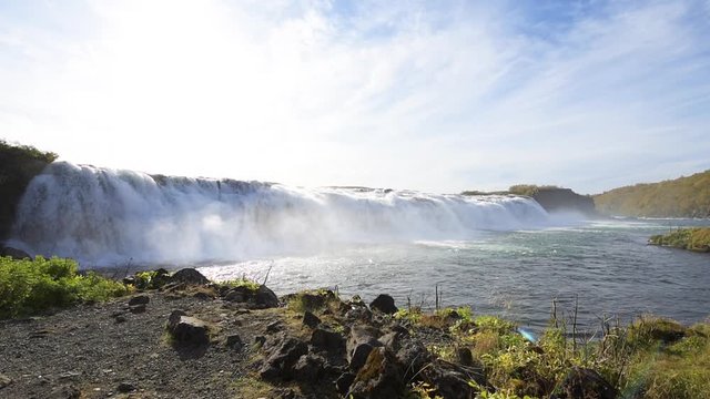 Faxafoss Faxi waterfall loop cinemagraph seamless landscape in south Iceland water falling flowing in slow motion on Golden Circle 