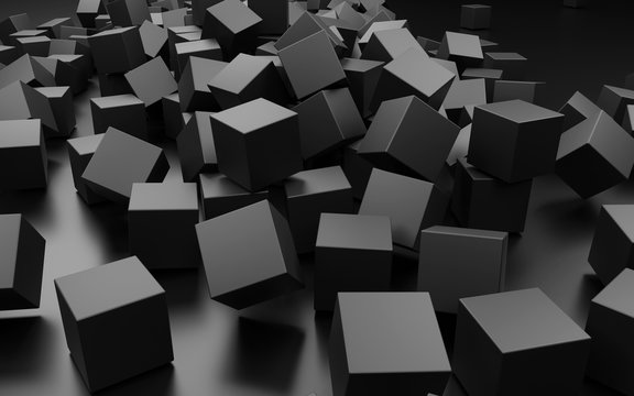 Abstract Black Box In Dark Scene 3D Rendering Wallpaper Background