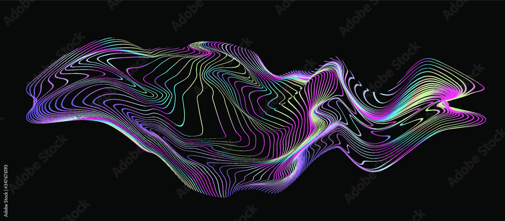 Poster Illuminated holographic glitched texture made by generative algorithm. 