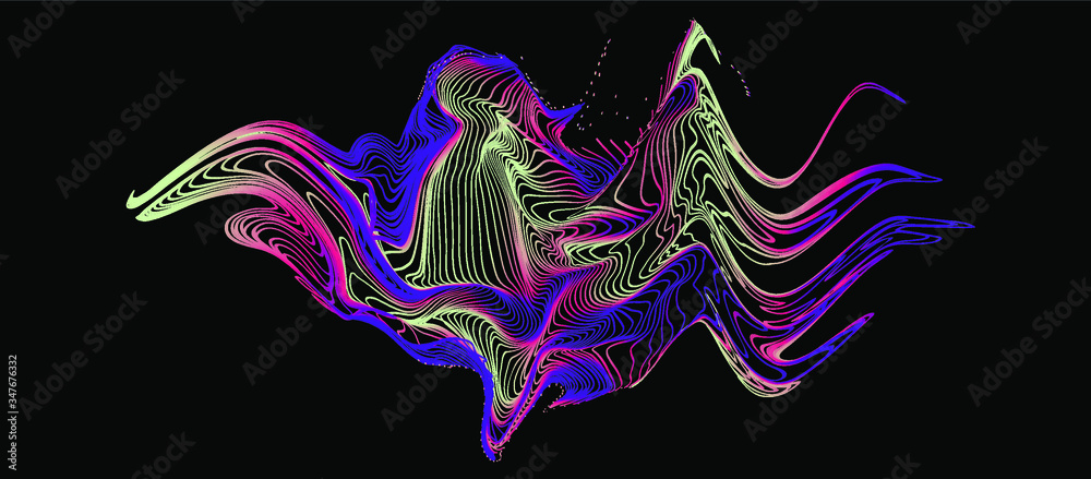 Poster Illuminated holographic glitched texture made by generative algorithm. 