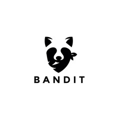 bandit raccoon logo design vector