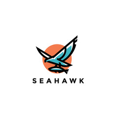 minimalist seahawk logo design vector