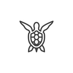 Sea turtle line icon. linear style sign for mobile concept and web design. Ocean animal, turtle outline vector icon. Symbol, logo illustration. Vector graphics